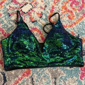 SHEIN Shimmering Blue and Green Bikini Top